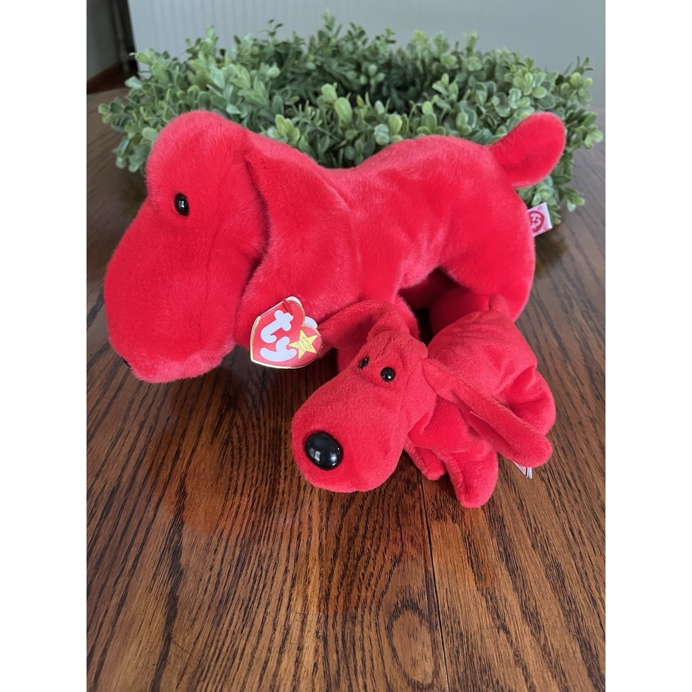 *** Ty Beanie Baby 1996 + Buddy * Rover the Red Dog 1998 Brand New with Tags ***